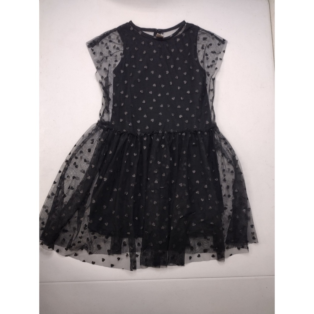 OshKosh Bgosh‎ Girls Black Glitter Heart Tulle Tutu Dress Size 8